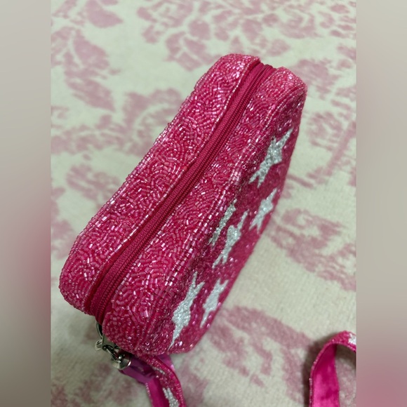 Moyna New York Hand-beaded Star Crossbody Bag Pink & White - Picture 8 of 15